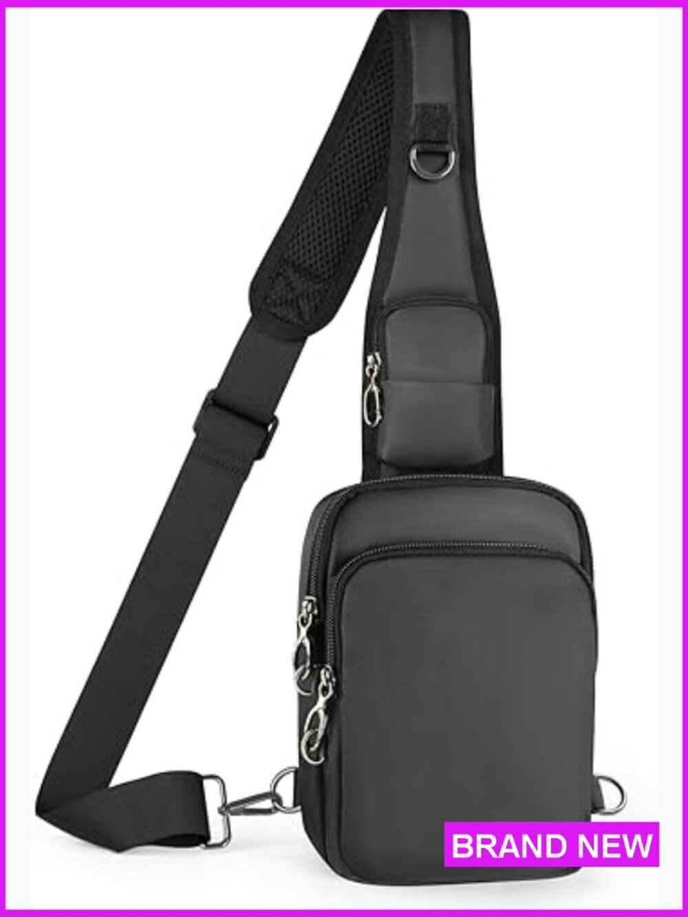 Mini Sling Bag Anti-Theft Lock Zipper RFID Blocking Water Resistant Nylon